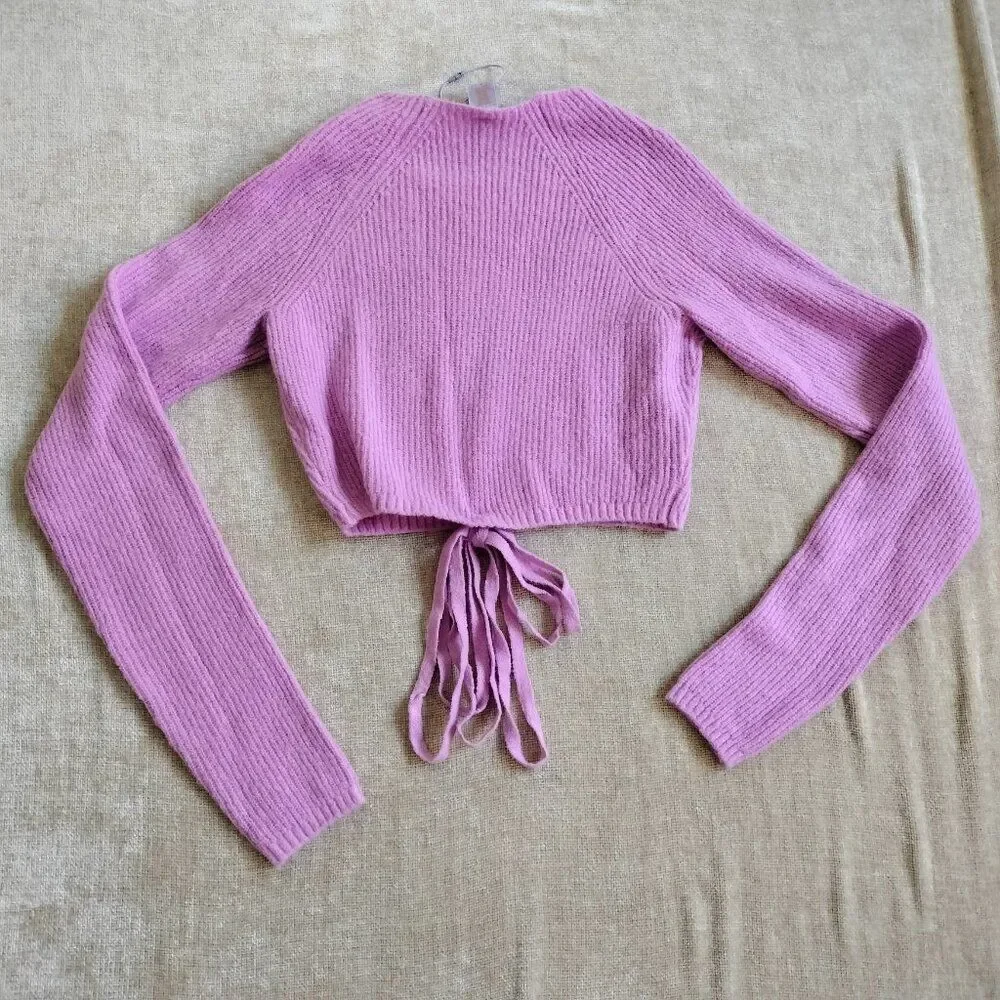 Savage X Fenty Pink Ms. Minx Knit Strappy Crop Top Cross Strap Sweater Sz Large